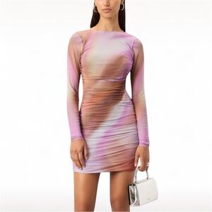 AFRM Multicolor Long Sleeve Ruched Mini Dress - Women’s Size XL